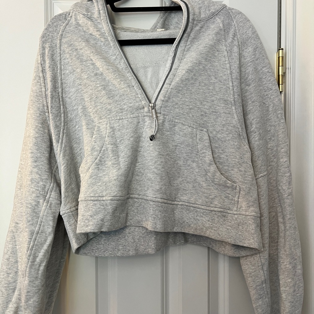 Grey Lululemon scuba zip up hoodie